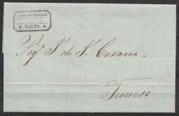 L. Sous Couvert De MALTA Datée 26 Février 1847 Pur TUNIS - Malta