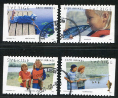 Réf 77 < SUEDE Année 2007 < Yvert N° 2566 à 2569 Ø Used < SWEDEN < Pecheurs < Enfants à La Peche L'été - Oblitérés