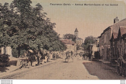 P12-32) FLEURANCE (GERS) AVENUE MARTIAL CAZES ET RUE CADEOT - ( HABITANTS - ATTELAGE - CARTE TOILEE COULEURS - 2 SCANS ) - Fleurance