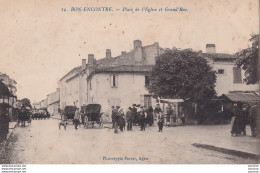 O3-47) BON ENCONTRE - PLACE EGLISE ET GRAND ' RUE - ( ANIMATION - HABITANTS - 2 SCANS )  - Bon Encontre