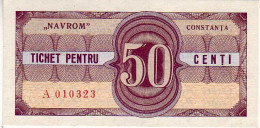 (Billets). Roumanie. Communist Roumania. Foreing Exchange Certificate. Rare. Navrom Tichet Pentru Constanta 50 C AUNC - Roemenië