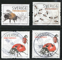 Réf 77 < SUEDE Année 2008 < Yvert N° 2606 à 2608 + 2608a Ø Used < SWEDEN < Insectes > Coccinelle Et Bourdon - Usati