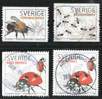 Réf 77 < SUEDE Année 2008 < Yvert N° 2606 à 2608 + 2608a Ø Used < SWEDEN < Insectes > Coccinelle Et Bourdon - Used Stamps