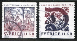 Réf 77 < SUEDE Année 2008 < Yvert N° 2609 à 2610 Ø Used < SWEDEN < Olof Von Dalin > Ecrivain Et Historien - Usados