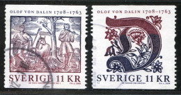 Réf 77 < SUEDE Année 2008 < Yvert N° 2609 à 2610 Ø Used < SWEDEN < Olof Von Dalin > Ecrivain Et Historien - Oblitérés