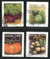 Réf 77 < SUEDE Année 2008 < Yvert N° 2636 à 2639  Ø Used < SWEDEN < Légumes > Choux Citrouille Betteraves Pomme De Terre - Used Stamps