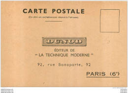 PARIS VI CARTE PUBLICITAIRE DUNOD 92 RUE BONAPARTE EDITEUR DE LA TECHNIQUE MODERNE - Paris (06)