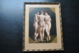 Belle Ancienne Reproduction Cadre En Bois Doré 36.5 X 29 Cm Du Tableau LES TROIS GRACES De Regnault Nu Premier Empire - Otros & Sin Clasificación