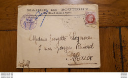 ENVELOPPE ET TIMBRE PETAIN 1942  CACHET MAIRIE DE BOUTIGNY SEINE ET MARNE ET CACHET EXAGONAL - 1941-42 Pétain