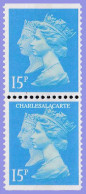 GREAT BRITAIN 1990 MACHIN 1d. BLACK ANNIV. 15p. BLUE  WALSALL LITHO  IMPERF. TOP + BASE PAIR  S.G. 1475  U.M. / N.S.C. - Série 'Machin'