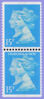 GREAT BRITAIN 1990 MACHIN 1d. BLACK ANNIV. 15p. BLUE  WALSALL LITHO  IMPERF. TOP + BASE PAIR  S.G. 1475  U.M. / N.S.C. - Machins