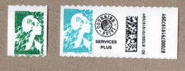 Nouvelle Marianne De L'Avenir En Roulette Adhésive "Marianne Service Plus Et Lettre Verte", à L'unité - Coil Stamps