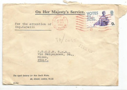 UK Britain Official New South Wales Agent OHMS CV London 17jul1968 X Italy With Votes X Women 9d Solo Franking - Poststempel