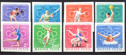 Hungary 1971 Olympic Games, 75th Anniv. Of Olympic Games, Fencing, Wrestling Etc. Set Of 8 Imperf. MNH - Verano 1972: Munich