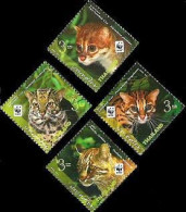 Thailand 2011 50 Years Of WWF Wild Cats Set Of 4 Stamps MNH - Nuevos