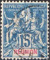 Réunion Poste Obl Yv: 37 Mi:37 Groupe Allégorique Mouchon (Beau Cachet Rond) - Used Stamps