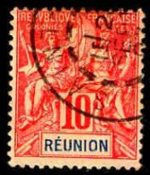 Réunion Poste Obl Yv: 47 Mi:47 Groupe Allégorique Mouchon (TB Cachet Rond) - Gebraucht