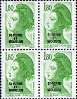 SPM Poste N** Yv: 462 Mi:530 Liberté De Gandon Bloc De 4 - Unused Stamps