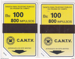 VENEZUELA(Urmet) - C.A.N.T.V. Trial Cards(reverse Blanc), First & Second Issue, Mint - Venezuela