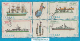 USATI ITALIA 1980 - Ref.0433B "COSTRUZIONI NAVALI ITALIANE" Blocco Di 4 Val. Con Appendici - - 1971-80: Used