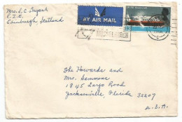 UK Britain AirmailCV Edimburgh 20sep1966 To USA With Hovercraft 1S3 Solo Franking - Poststempel
