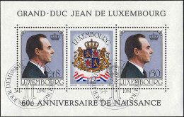 Luxembourg Bloc Obl Yv:13 Mi:13 60.Anniversaire Du Grand Duc Jean De Luxembourg (TB Cachet à Date) - Blocs & Hojas