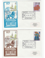 Pair Of The MAIWAND LION Statue READING  EVENT Covers GB Stamps Cover Lions Philatelic Exhibition - Roofkatten