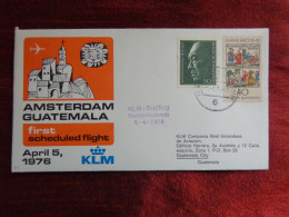 1976 - COVER - GERMANY, AMSTERDAM-FRANKFURT-GUATEMALA FIRST SCHEDULED FLIGHT, KLM - Collections (sans Albums)