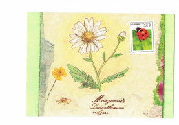 CARTE POSTALE - Illustration Louise DEletang - Fleur Coccinelle - Marguerite Daisy - - Kunstgegenstände