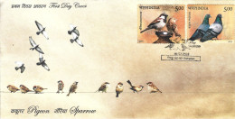 INDE. N°2260-1 De 2010 Sur Enveloppe 1er Jour. Pigeon/Moineau. - Pigeons & Columbiformes