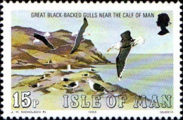 Man Poste N** Yv:228 Mi:229 Great Black-backed Gulls Near The Calf Of Man - Isla De Man