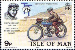 Man Poste N** Yv:205 Mi:208 Tourist Trophy Race Charlie Collier (Dent(s) 1 Peu Courte) - Isla De Man