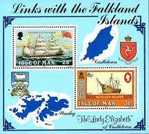 Man Bloc N** Yv: 7 Links To The Falkland Islands - Isle Of Man