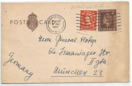 UK Britain PSC QE2 D2 + Regular D.1 Bristol 4jun1956 To Germany - Stamped Stationery, Airletters & Aerogrammes
