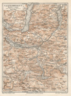 1890 Austria, Salzkammergut And Surroundings, Carta Geografica Antica, Old Map, Carte Géographique Ancienne - Carte Geographique