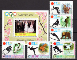 Liberia 1971  Olympic Games Sapporo Set Of 6 + S/s MNH - Winter 1972: Sapporo