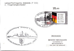 (Freg3) BRD Cachetumschlag FREGATTE "AUGSBURG" F213  Indienststellung" MiF BRD SSt 3.10.89 WILHELMSHAVEN - Schiffe