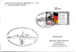 (Freg3) BRD Cachetumschlag FREGATTE "AUGSBURG" F213  Indienststellung" MiF BRD SSt 3.10.89 WILHELMSHAVEN - Ships