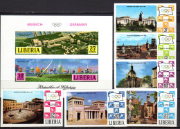 Liberia 1971  Olympic Games Munich, Football Soccer, Cycling, Wrestling Etc. Set Of 6 + S/s Imperf. MNH - Summer 1972: Munich