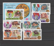 Liberia 1973  Olympic Games Munich, Equestrian, Wrestling, Athletics, Etc. Set Of 6 + S/s Imperf. MNH - Zomer 1972: München