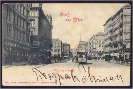 Gruss Aus Wien - Karthnerstr. - Troley Tram Old Postcard 1899 Ledermann (see Sales Conditions) - Wien Mitte