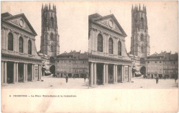 CPA Carte Postale Stéréoscopique  Suisse Fribourg Place Notre Dame Et Cathédrale   VM79468 - Fribourg