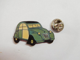 Beau Pin's , Auto Citroën 2 CV , 2 CH , Grise , Porte Blanche , Verso Quadrillé - Citroën