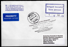 Corona Covid 19 Postal Service Interruption "Zurück An Den Absender.. " Reply Coupon Paid Cover To NOUMEA NEW CALEDINIA - Enfermedades