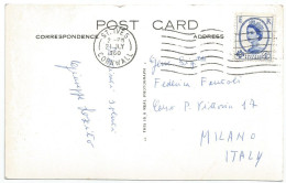 UK Britain Wilding Graphite Lines D.4 Solo Franking Pcard St.Ives Cornwall 21jul1960 To Italy - Poststempel