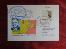 1998 - CARD - LUFTHANSA LH4991 BERLIN-FRANKFURT - Collections (sans Albums)