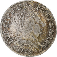 France, Louis XIV, 11 Sols Aux Couronnes, 1705, Strasbourg, Argent, TB+ - 1643-1715 Luis XIV El Rey Sol