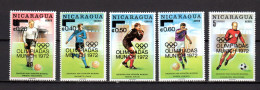 Nicaragua 1972 Olympic Games Munich, Football Soccer Set Of 5 With Overprint MNH - Summer 1972: Munich