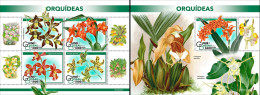 Guinea Bissau 2022, Orchids II, 4val In BF+BF - Orchids