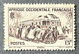 FRAWA0040U1 - Local Motives - Rail Car In Dakar Station - Senegal - 15 F Used Stamp - AOF - 1947 - Oblitérés